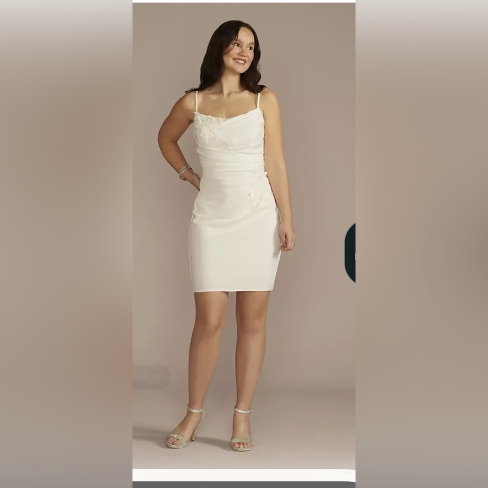 David’s Bridal Size 6 New with Tags As Is Lace Applique Crepe Mini Dress